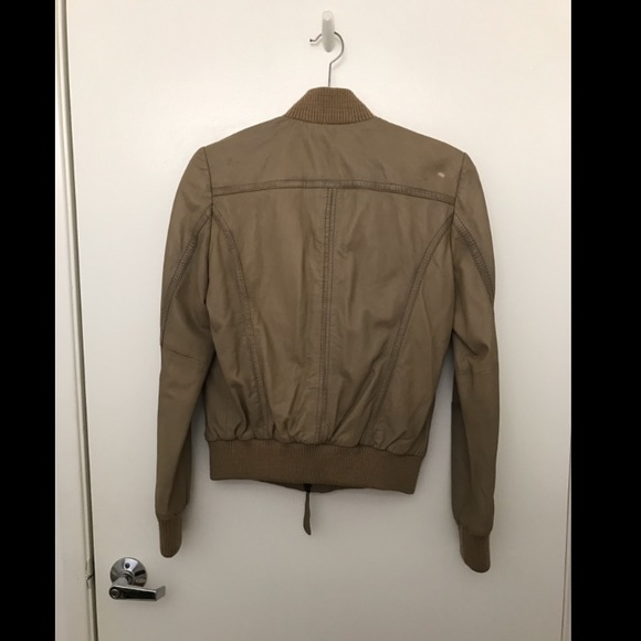 Zara tan leather bomber style jacket size L - Picture 4 of 5